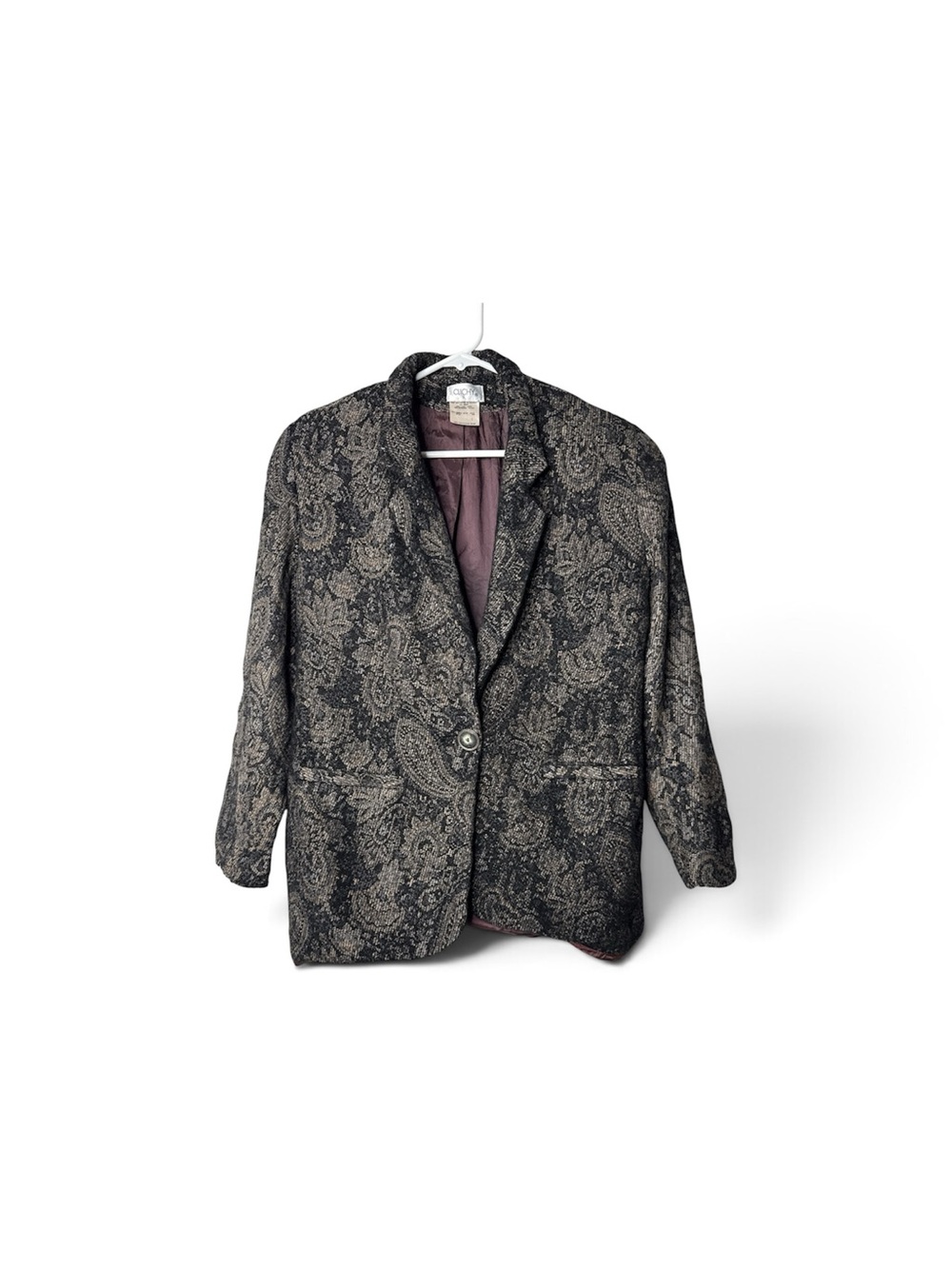 CLICHY Vintage Blazer Jacket Women’s 8 Paisley Button Black Brown Whimsigoth